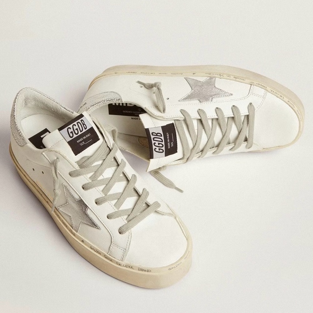 Golden Goose Women’s Hi Star with Star & Metallic Silver Heel